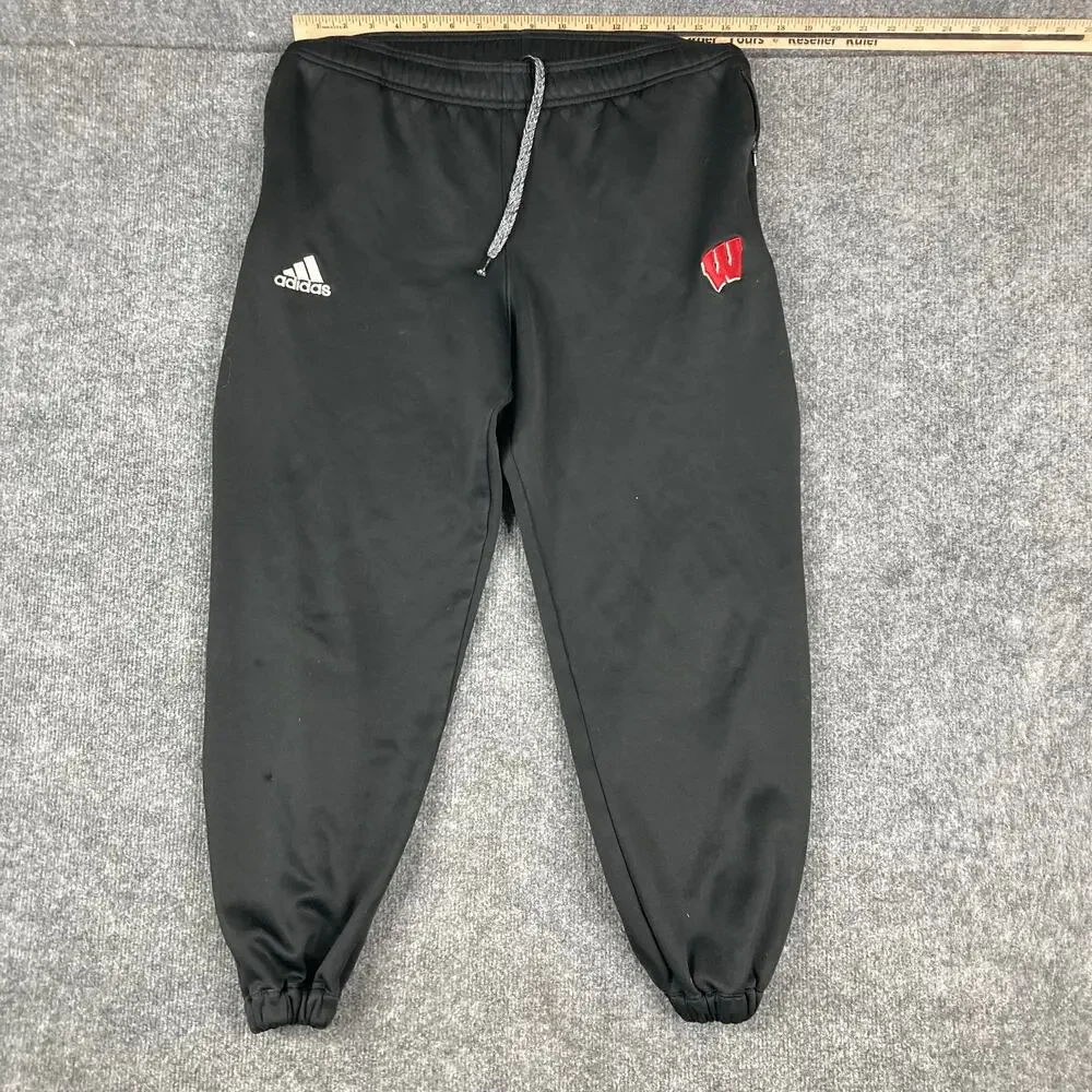 Adidas Sweatpants Mens S Black Wisconsin Badgers‎ ClimaWarm Fleece Jogger